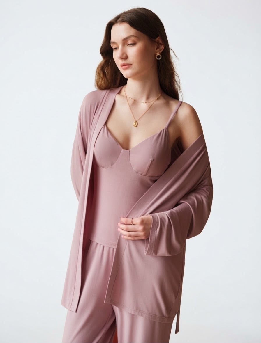 Pyjama Lavender camisole and matching robe