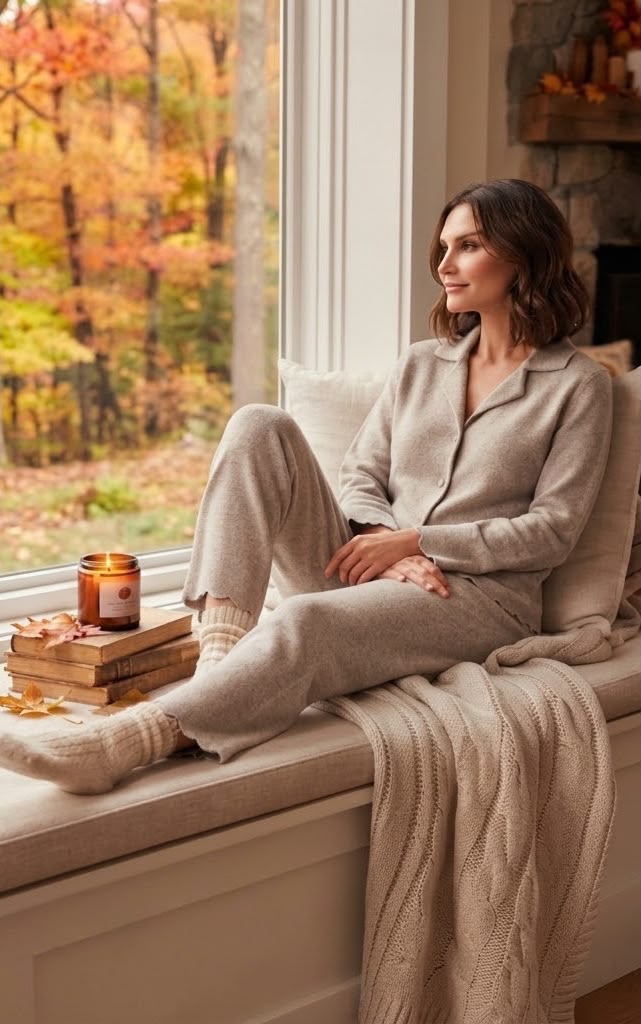 Kensington Cashmere pyjama set in Greige