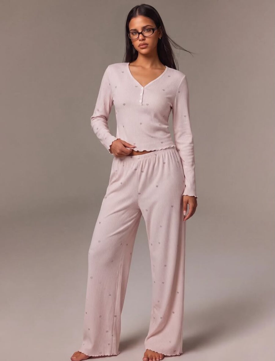 Pyjama Heartland pink heart-patterned set, full outfit