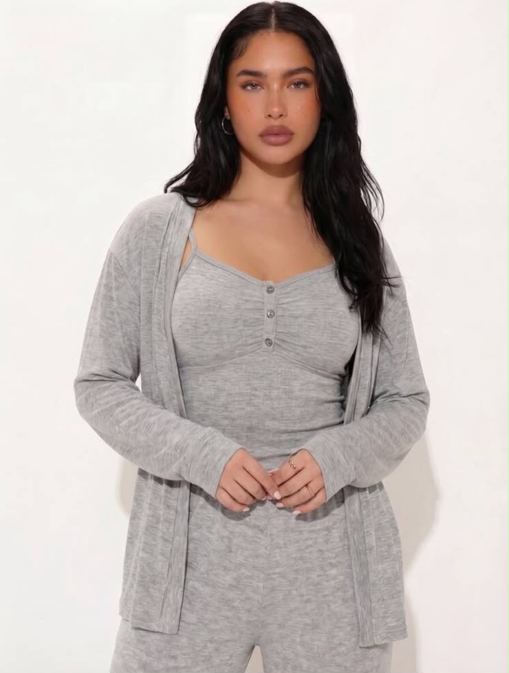 Grey Cloud Nine camisole and cardigan, front view