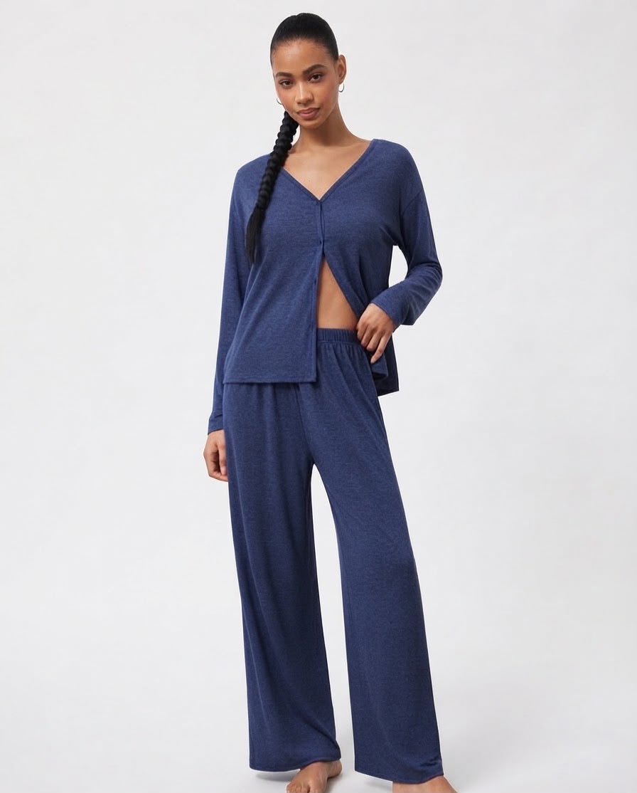 Close-up of Twilight navy pyjama top